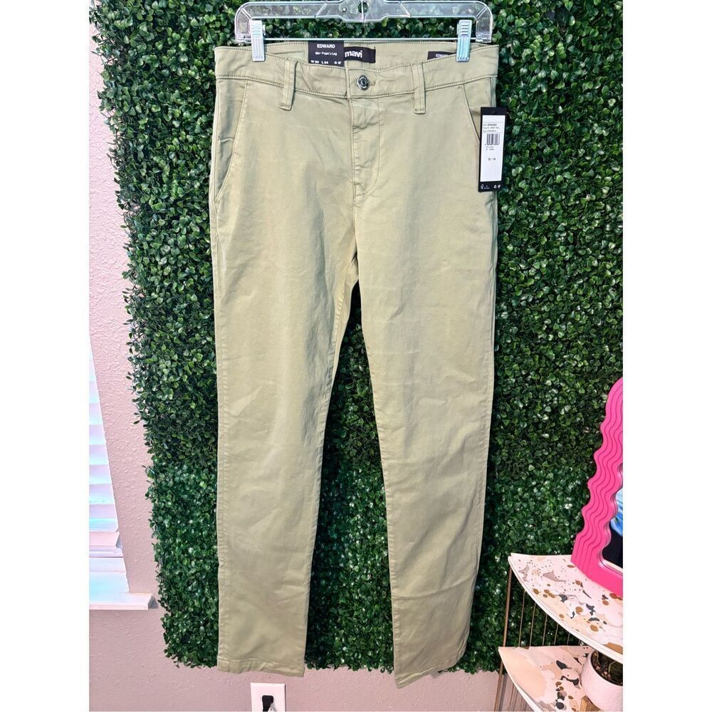 Mavi Jeans Mens 30X34 Edward Green Twill Slim Fit Straight Denim Pants NEW